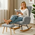 thumbnail image 2 of CloudRest Pro Oversized Nursery Rocking Chair with Ottoman, Cozy Accent Chair for Nursery/Bedroom/Living Room, Gray, 2 of 6