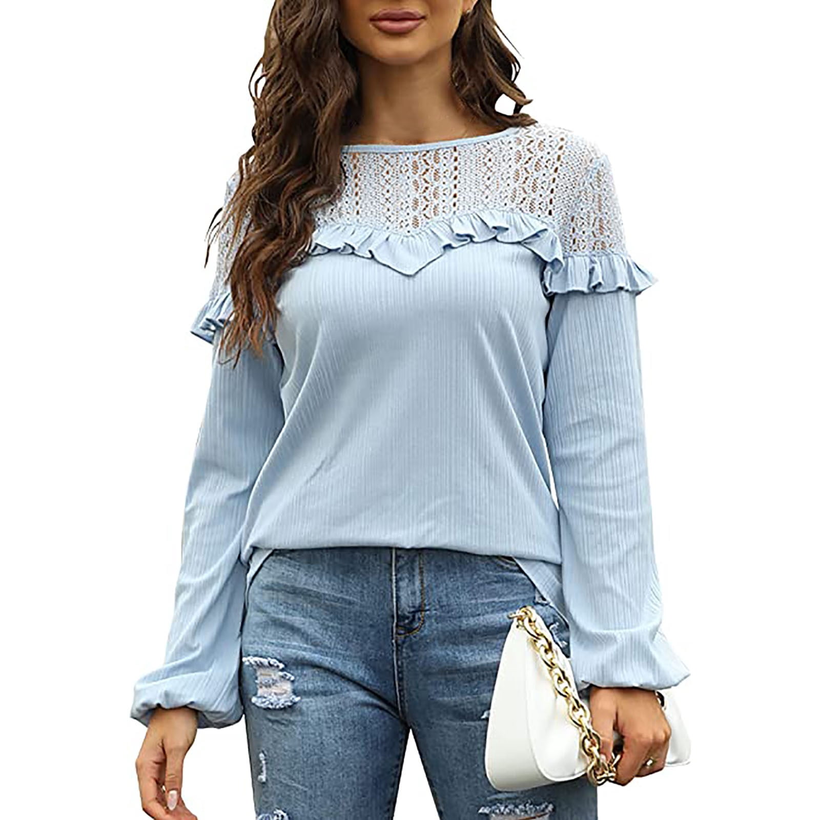 Sebulube Women S Lace Round Neck Shirt Lantern Long Sleeve Casual Autumn Shirt Top Walmart Com Sebulube Women S Lace Round Neck Shirt Lantern Long Sleeve Casual Autumn Shirt Top Walmart Com