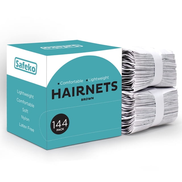Mallas para el pelo SAFEKO, 144 unidades, envueltas individualmente, de nailon, color marrón oscuro