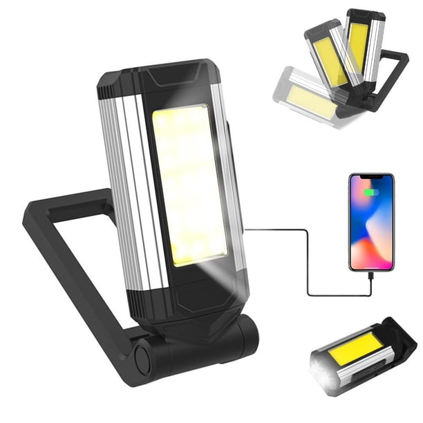 La luz de trabajo COB de 2200 mAh dura hasta 6 horas, 800 lm, linterna LED, 5 modos (plata)