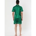 thumbnail image 4 of Ropa de dormir para hombres Top y pantalones de manga corta Ropa de dormir de verano Conjuntos de pijama de satén Verde S, 4 of 4