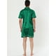 thumbnail image 4 of Ropa de dormir para hombres Top y pantalones de manga corta Ropa de dormir de verano Conjuntos de pijama de satén Verde S, 4 of 4