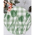 thumbnail image 2 of Round Placemats Set of 4 Green Tulip Flowers Place Mats Washable Woven Placemat Floral Buffalo Plaid Circle Braided Table Mat for Kitchen Dining Table Party Home Decor 15 Inch, 2 of 8