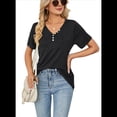 thumbnail image 3 of Blusas de Verano para Mujer, Camisas de Corta, Conjuntos Casuales de Negocios, Ropa de Moda para Vacaciones en la Playa 2025, Negro XXL, 3 of 6
