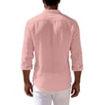 thumbnail image 5 of Cotton Linen Shirts for Men Long Sleeve Button Down Lapel Collar Tops Regular Fit Summer Daily Casual Shirts, #01 Pink, S, 5 of 5
