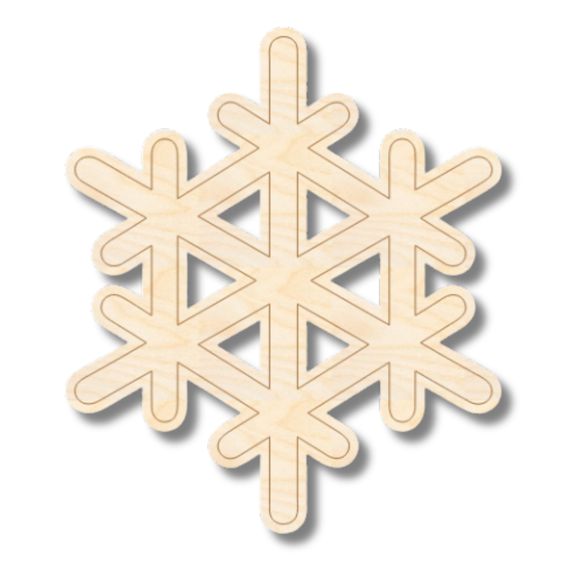 Unfinished Wood Etched Snowflake Shape | Paint By Line Crafts 16" / 1/4"