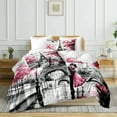 thumbnail image 3 of Eiffel Tower Comforter Set 8 Pieces Bed in a Bag Queen Size Pink Sweet Couple Lovers Paris Theme Bedding Set with 1 Comforter 4 Pillowcases 1 Flat Sheet 1 Fitted Sheet and 1 Cushion Cover, 3 of 14