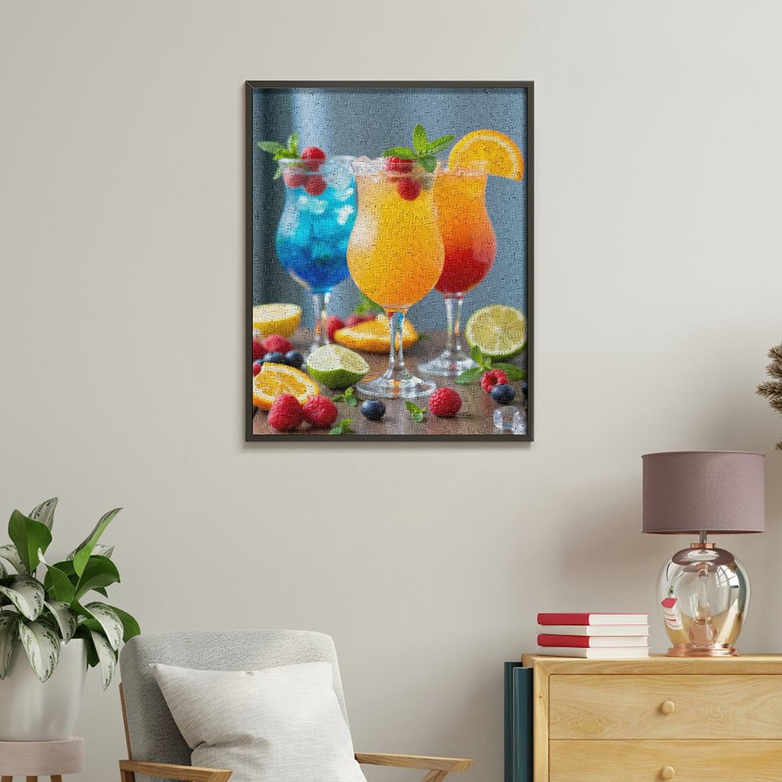 Paint By Numbers Kit for Adults Beginner - DIY Fruit Cocktail Trio Refreshing Drinks Canvas Painting Kits for Adults, Frameless Paint By Number for Adults for Home Wall Decor 16x20 Inch