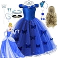thumbnail image 2 of Disfraz de princesa cenicienta de Disney para niñas, vestido de tutú de tul, ropa de fiesta de Halloween y cumpleaños, 2-10T Fivean unisex, 2 of 2