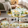 thumbnail image 5 of Round Rugs 4 Ft, Spring Gnomes Non Slip Area Rugs for Kitchen Bedroom Entryway, Botanical Yellow Flowers Leaves Wooden Plank Washable Carpet Runner Rug Floor Mats for Bedroom Home Decor, 5 of 8