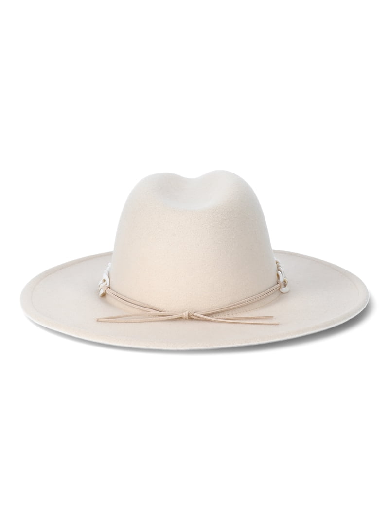 Biege Metal Chain Accented Solid Panama Hat Accessories | Metal Chain Pointed Solid Panama Hat | Poshmark main image 4