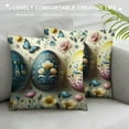 thumbnail image 3 of GOSMITH Happy Easter Pillow Covers, Striped Hello Spring Floral Bunny Rabbit Eggs Decorative Farmhouse Throw Pillowcases for Home Sofa Couch Decoration (Blue), 3 of 5