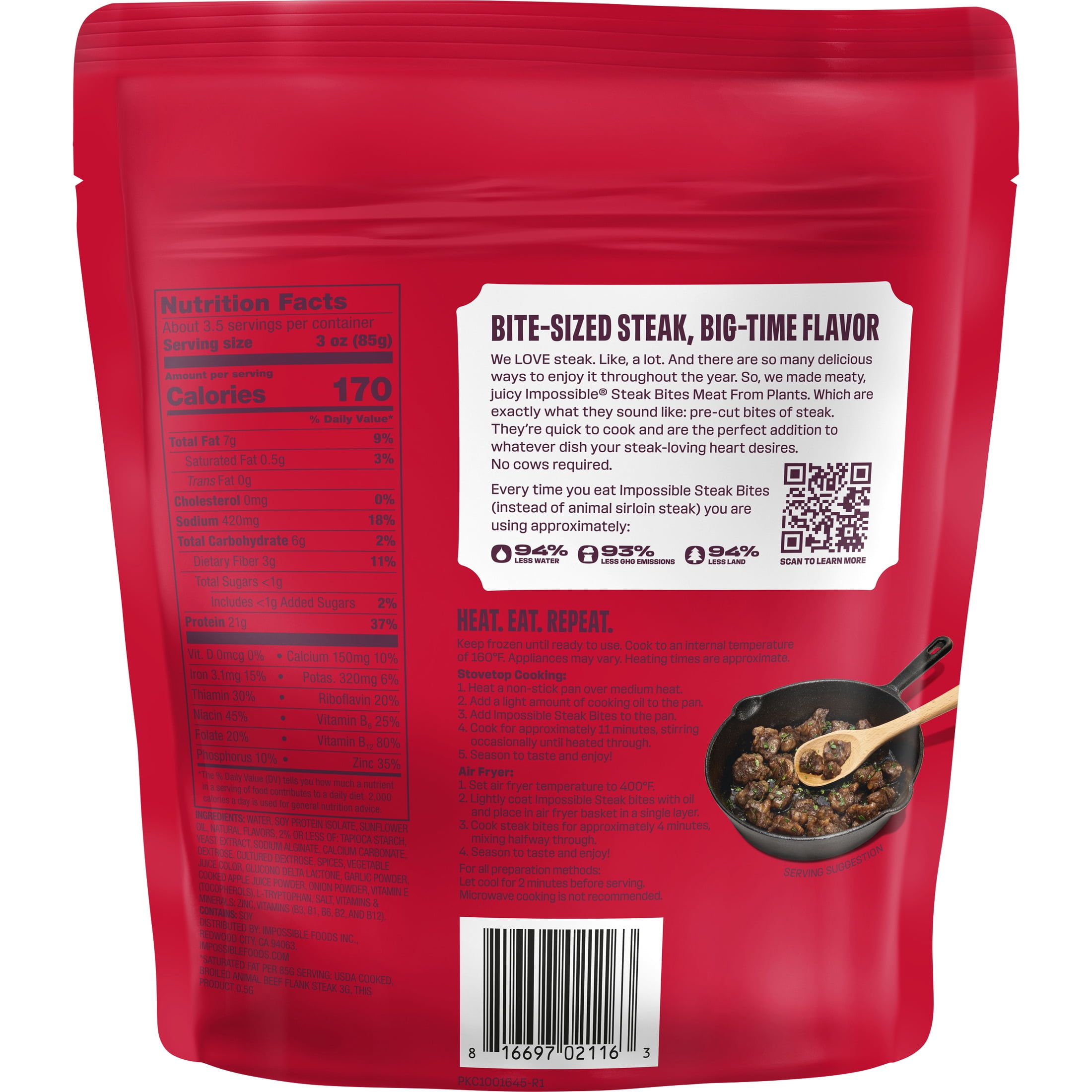 Impossible Foods Steak Bites Meat from Plants, Fully Cooked, 10 oz
