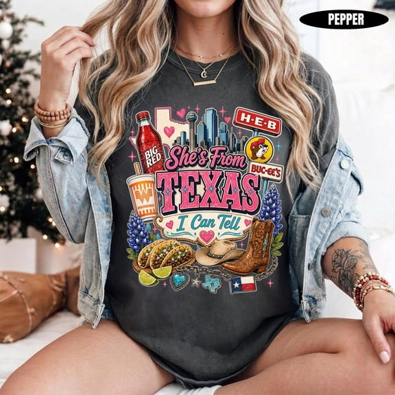 She'S From Texas I Can Tell Shirt Texas Roots Hometown Vibes Graphic Tee BLACK Unisex S-5XL Hot Trending Shirt, Vintage Birthday Gift