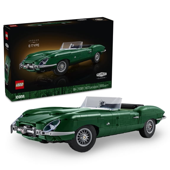 LEGO Icons Jaguar E-Type - Car Building Set for Adults, Ages 18 - Home Office, Desk or Bookshelf Decor - Includes Detailed Engine & Cockpit - Gift Idea for Men & Women - 11381