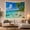 Palm Sailboat, variant on Tropical Beach Photorealistic with Right Side Frame Tall, Mystical Fantasy for Space Lovers, Galaxy Room Decor, Housewarming Gift, Tapestry Wall Hanging for Bedroom and Dorm
