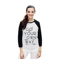 thumbnail image 2 of Thread Tank Go Your Own Way Unisex 3/4 Sleeves Baseball Raglan White Black 2X-Large, 2 of 4