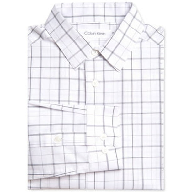 Pacifische eilanden Betuttelen Broek Calvin Klein Big Boys Stretch Plaid Dress Shirt, 20/White - Walmart.com