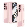 thumbnail image 2 of SaniMore for Samsung Galaxy Z Fold 6 Folding Magnetic Hinge Protection Case with Tempered Glass Film, PU Leather Cover with Wireless Charging & Kickstand Full Body Protective Shell, Pink, 2 of 8