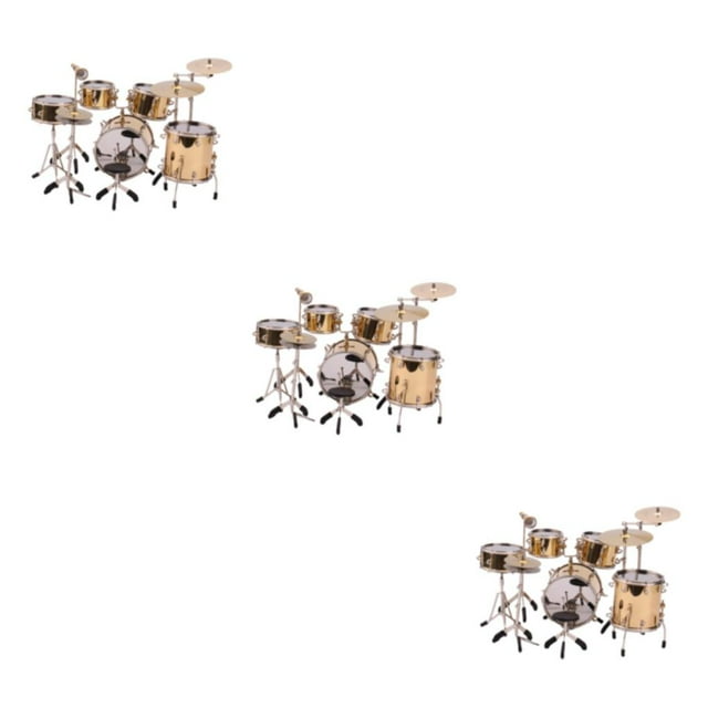 maskred 1/2/3 8x Ensemble de Tambours Mini Réalistes Accessoires de Musique Instrument pour Or 3 Pcs