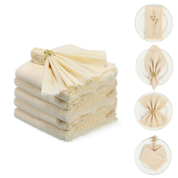 QZS Delicate Napkins,16.5x16.5In Linen Dinner Napkins for Summer,Table Decorations for Wedding,Handcrafted and Machine Washable,6Pcs