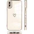 thumbnail image 4 of Compatible with iPhone Xs Max Case Love Heart Plating Electroplate Luxury Elegant Case Camera Protector Soft Shockproof Protective Corner Back Cover iPhone Xs Max Case -White, 4 of 11