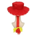 thumbnail image 3 of HPO | Womens Cowgirl Yarn-Braided Wig with Hat | Red Color Cosplay TV/Movie Wigs, 3 of 9