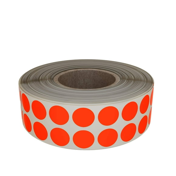 Royal Green Neon Florescent Red Label on Roll - 1/4 Inch - Color Coding Round Dot Stickers 8mm - 2000 Pack