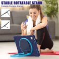 thumbnail image 6 of iPad 10th Generation Case 2022 10.9 inch A2696 A2757 A2777, TECH CIRCLE Heavy Duty Rugged Silicone Case with Swivel Ring Stand/Stable Kickstand/Shoulder Strap/Pencil Holder, Navy+Blue, 6 of 10