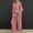 Pink, variant on BLTIBY Cotton Linen 2 Piece Sets for Women Summer 2025 Long Sleeve Lapel Shirts Wide Leg Pant Set Plus Size Vacation Outfits with Pockets Pink M