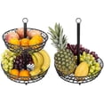 thumbnail image 5 of Frutero de 2 niveles, cesta de fruta de metal para encimera, estilo vintage negro, 5 of 5