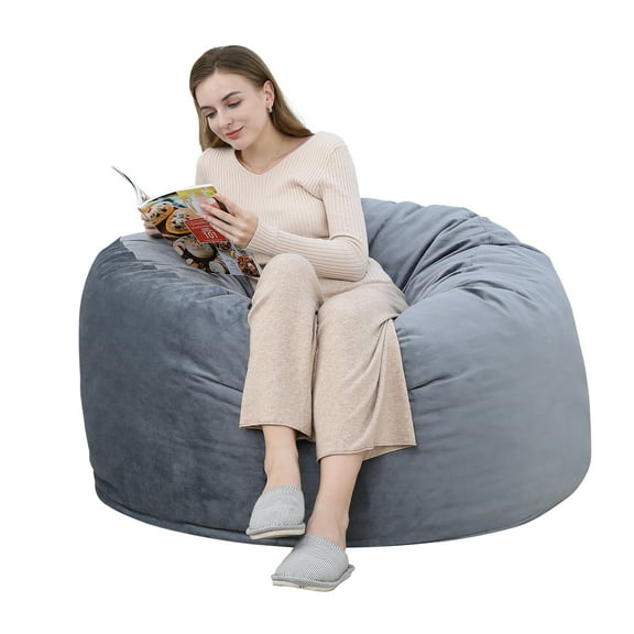 ChaoLink Giant Bean Bag Chair Memory Foam Bean Bag Chair Lazy Person's Sofa with Plush Velvet Cover 4FTGrey
