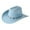 Blue, variant on Western Cowboy Hat for Men and Women Turquoise Bohemian Wide Brim Design Party Hat with Chain Fashionable Unisex Accessory White