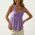 thumbnail image 2 of ZQGJB Women's Summer Flowy Tank Tops Loose Fit Sleeveless Strap Ruffle V Neck Shirts Babydoll Tunic Tank Peplum Tops Purple L, 2 of 7