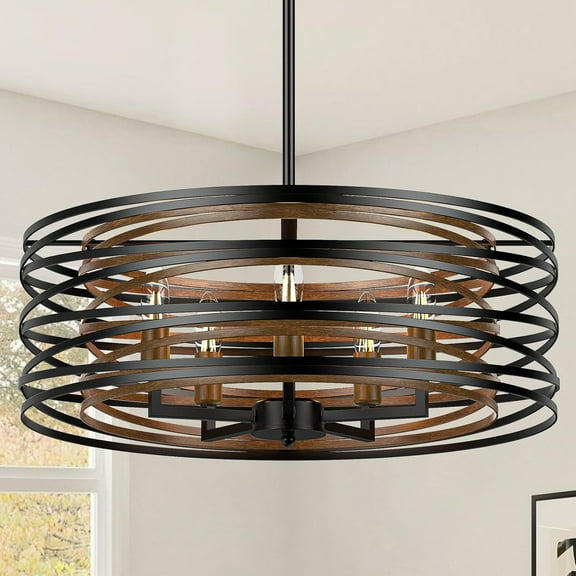 5-Light Dinging Room Lighting Black Rustic Farmhouse Chandelier, 20”Modern Chandeliers Hanging Light for Dining Room Kitchen Island Bedroom Foyer Entryway