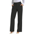 thumbnail image 3 of acuever Women's High Waist Trousers Wide Leg Fabric Elegant Straight Leg Business Outfit Trousers Long Breathable Elastic Waist Lounge Capris Women's Casual Pants Black Petite Leggings（3Xl）, 3 of 7