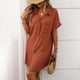 thumbnail image 5 of Vestido Casual Cuello en V para las Mujeres, Vestido de Manga Corta de Color Sólido de Moda para la Primavera, la Fecha Y el Uso Diario, 5 of 8