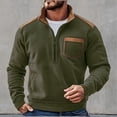 thumbnail image 2 of YLSDY Mens Retro Fleece Sweatshirt with Pocket Color Block Slim Fit Long Sleeve Half Zip Pullover Shirt Trendy Fall Hiking Blouse Green XL, 2 of 3