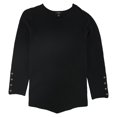 thumbnail image 2 of Alfani Womens Snap Detail Pullover Sweater, Black, Large, 2 of 2