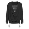 thumbnail image 4 of Curuila Womens Shirt Crew Neck Solid Color Sequined T Shirt Long Sleeve Comfort Spring Summer Top Black Size L, 4 of 4