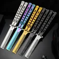 thumbnail image 2 of PanBiqintyy Foldable Comb Stainless Steel Practice Training Butterfly Knife Comb Beard Moustache Brushe Salon Hairdressing Styling Tool, 2 of 10