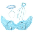 thumbnail image 2 of TiaoBug Angel Feather Wings with Headband Fairy Stick Accessory Set for Themed Party Fancy Dress-up Light Blue L, 2 of 3