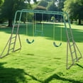 thumbnail image 3 of KloKick Metal Outdoor Playground Swing Set with Monkey Bars, 2 Belt Swings, Trapeze Bar & Ladder | Backyard Playset for Kids, 3 of 10