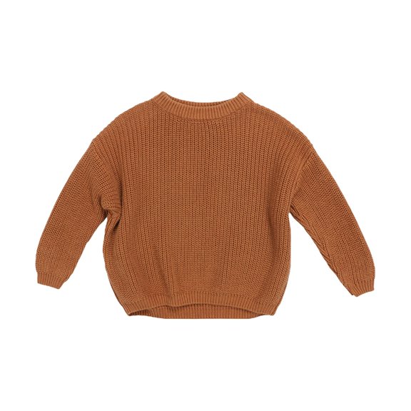 GiLiling Toddler Boys and Girls Knit Sweater - Crewneck Long Sleeve Cotton Pullover for Casual Outings and Travel (Brown, 5 Years)