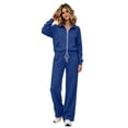 thumbnail image 6 of IUYRTFE Women's Zip Up Jacket and Wide Leg Pants Set 2 Piece Casual Tracksuit Solid Color, 6 of 8