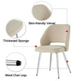thumbnail image 5 of Set of 2 Dining Chairs, Velvet Upholstered Accent Chairs with Metal Legs and Curved Backrest, Leisure Chairs Side Chairs with Padded Cushion for Living Room Dining Room Kitchen Office, Light Gray, 5 of 7