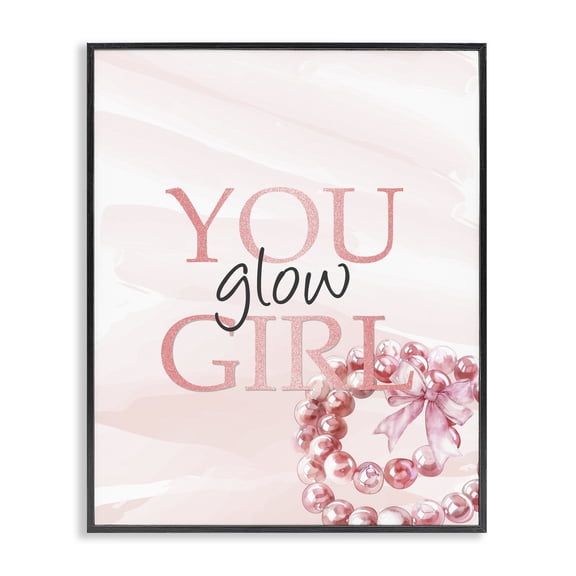 You Glow Girl Feminine Black Framed Giclee Art, design by Kim Allen