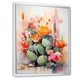 thumbnail image 2 of Designart "Peach Green Cactus Representation Colorfuled Acrylic VII" Floral & Botanical Floater Framed Wall Decor, 2 of 7