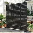 thumbnail image 2 of Mophoto 71"H X 45.7"W Metal Privacy Screen,Freestanding Rustproof Steel Privacy Panels,Decorative Fence with Stand for Deck,Patio,Backyard,Balcony, 2 of 8