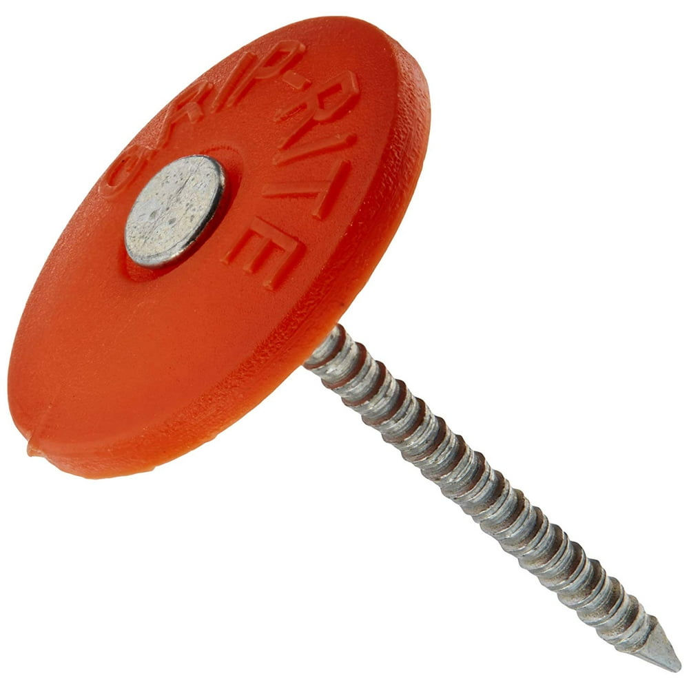 Grip Rite 112PRCAP1 1 lb Round Plastic Cap GripCap Nail, 11/2", For